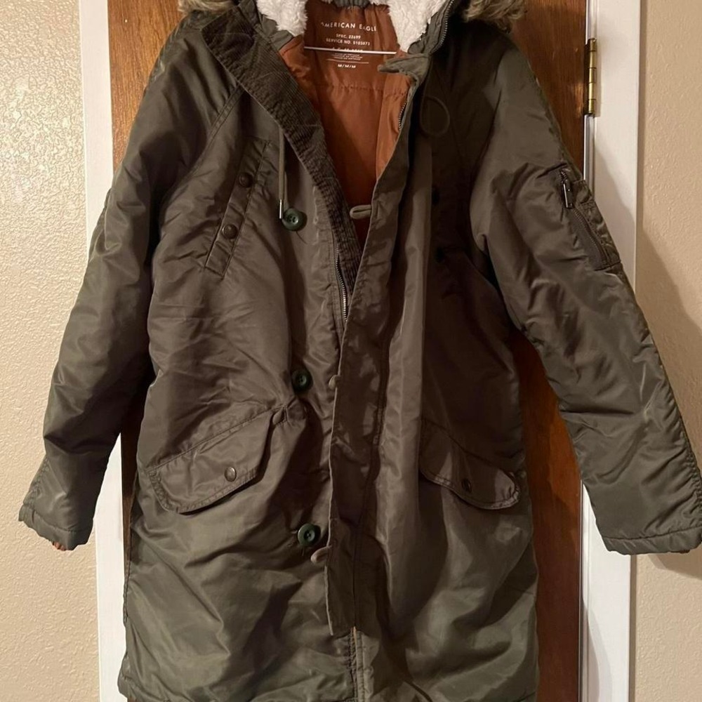 American Eagle Outfitters Olive Green Military Style Parka Coat
